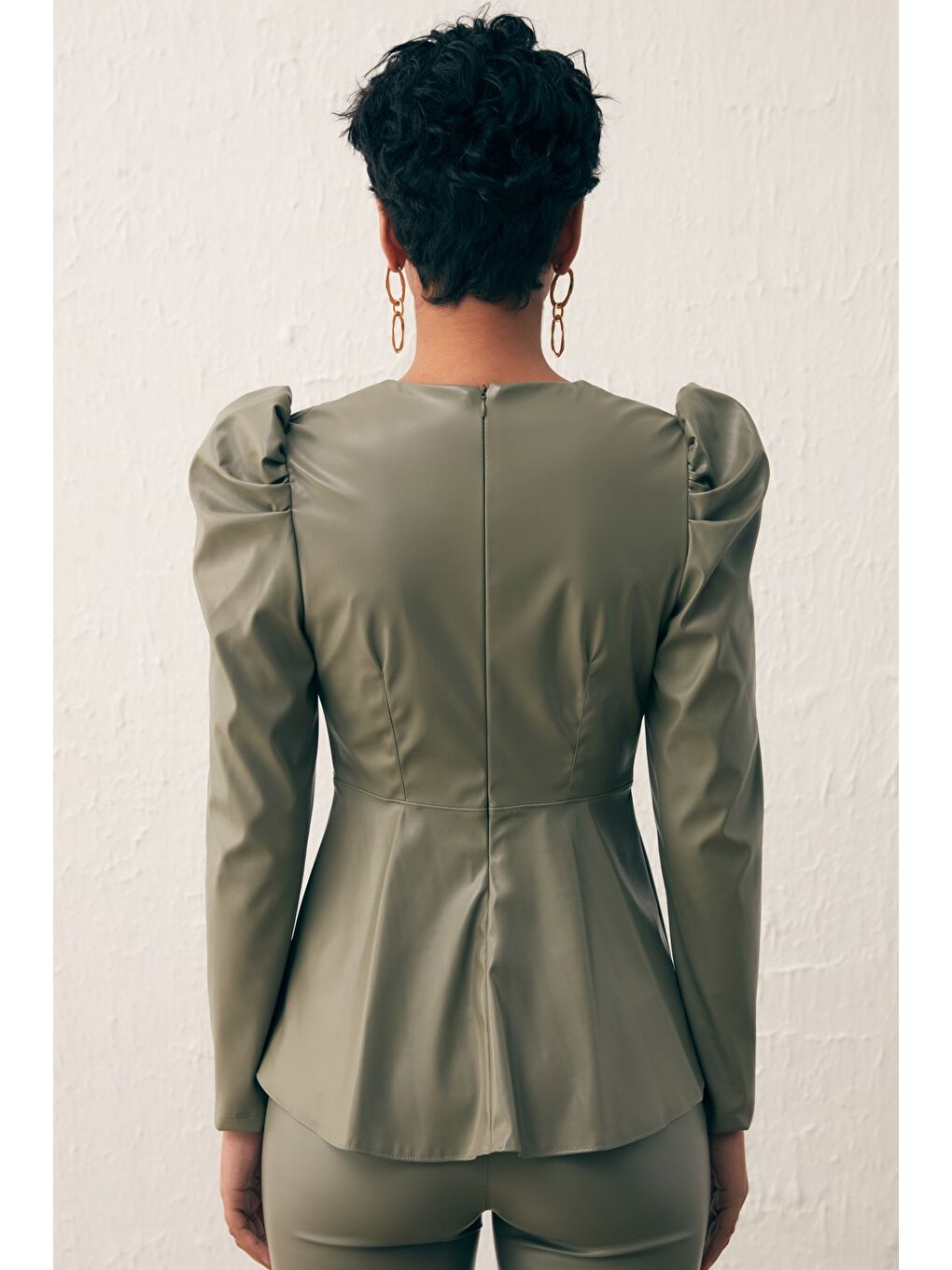 Kruvaze Deri Bluz - Çağla Yeşili-5