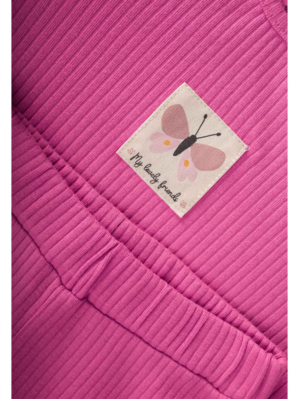 Etiket Detaylı Mevsimlik Kız Takım 1-10 Yaş Fuşya-2