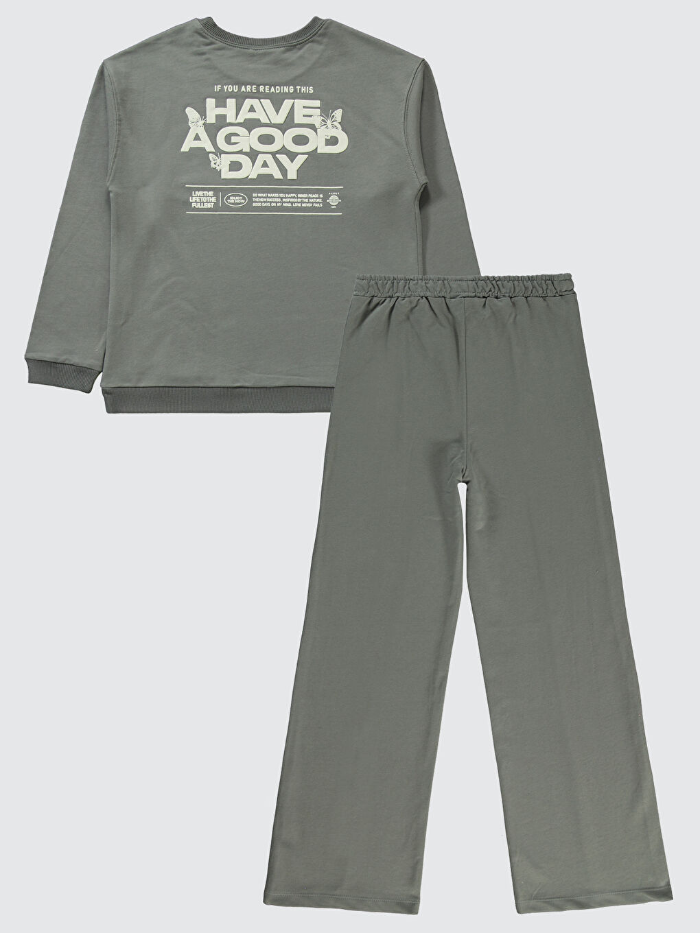 Gri Kız Çocuk Eşofman Takımı 10-13 Yaş Füme-1