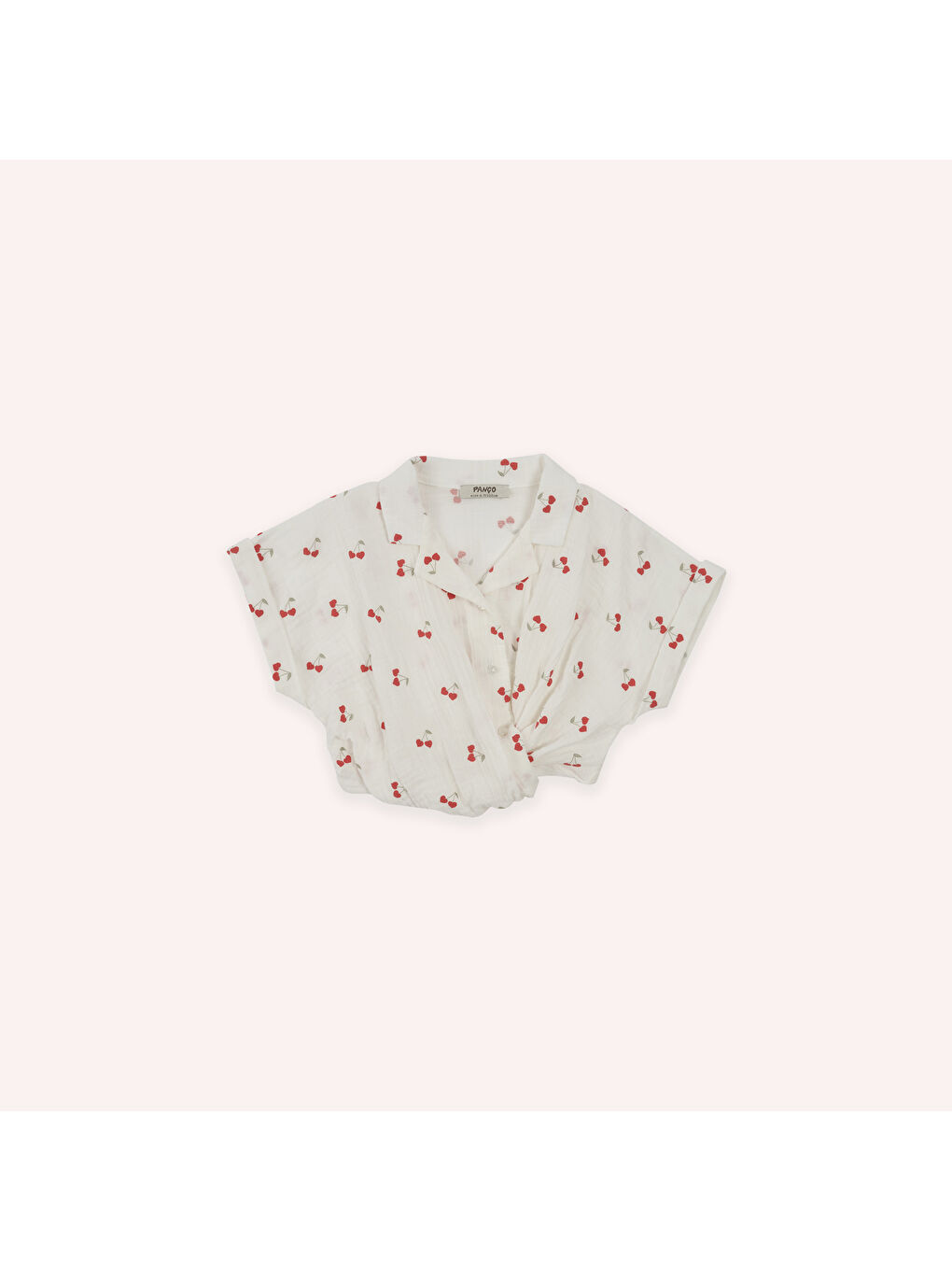 Kız Çocuk Beyaz Kiraz Desenli Gömlek