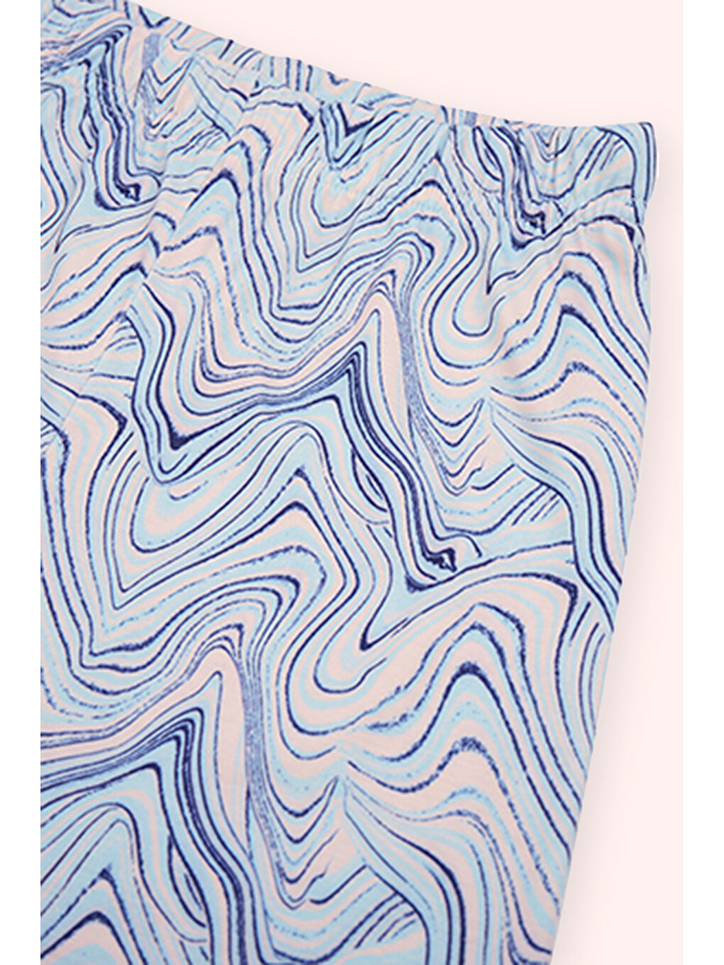 Kız Çocuk Beli Lastikli Baskılı Mavi Tayt-1