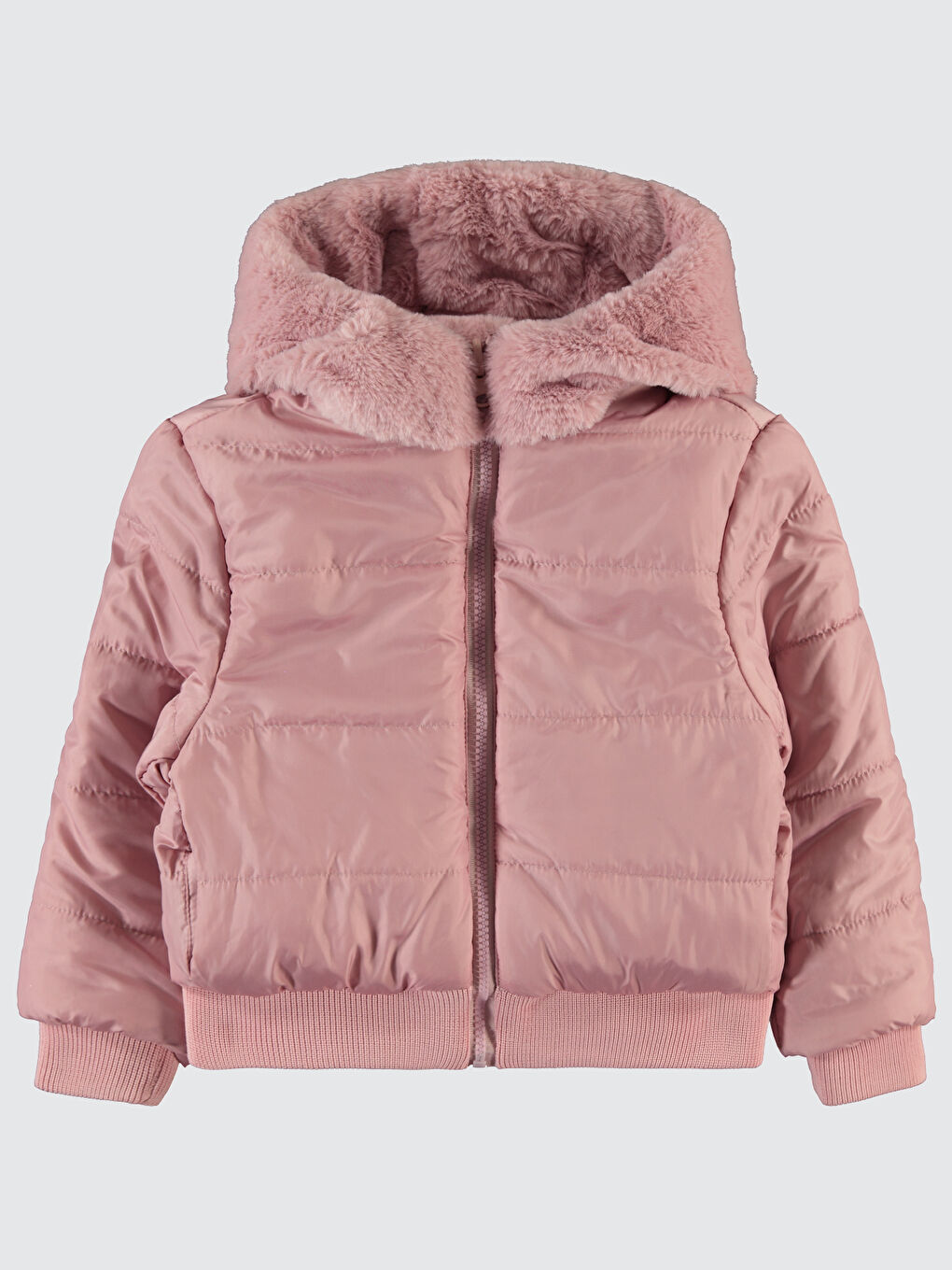Pembe Kız Çocuk Kapüşonlu Mont 2 5 Yaş Pudra