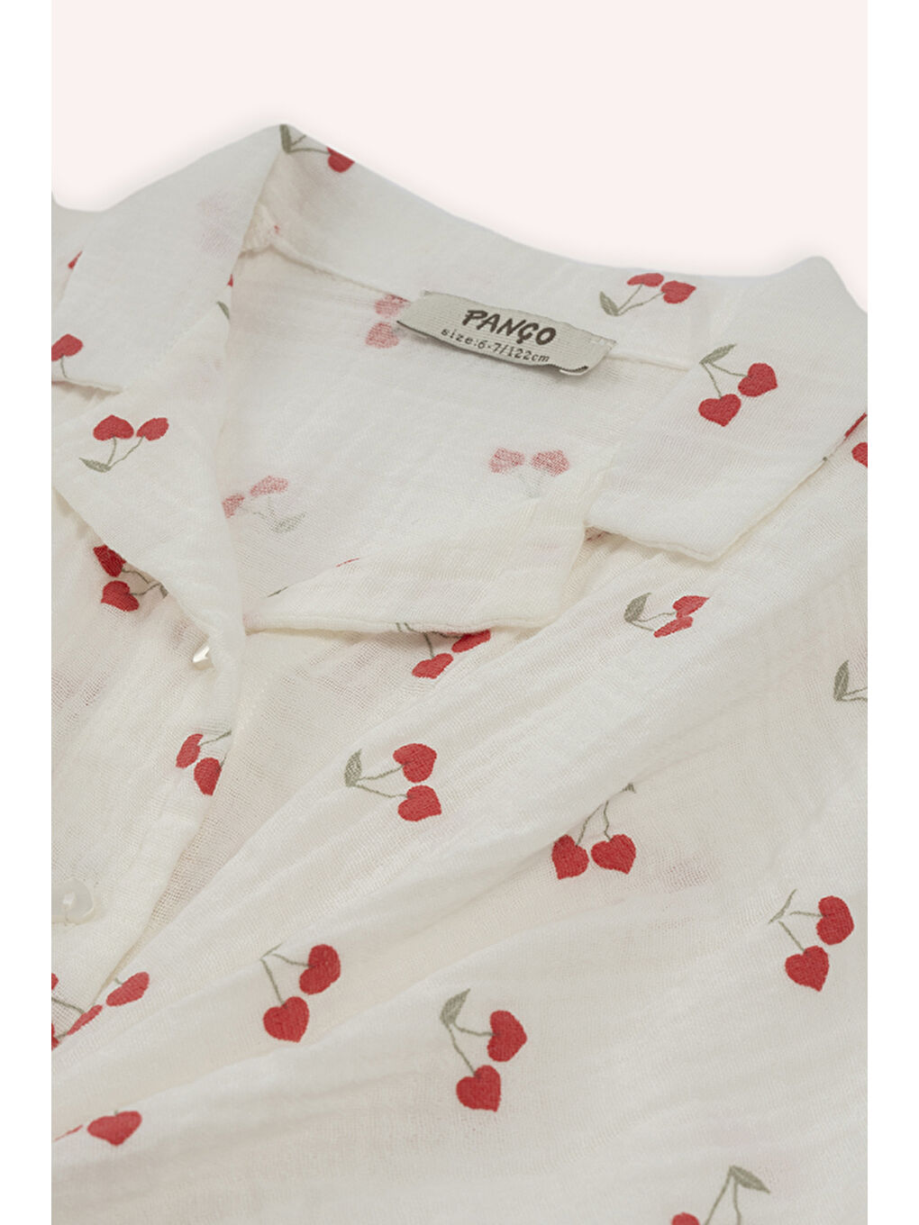 Kız Çocuk Beyaz Kiraz Desenli Gömlek-2