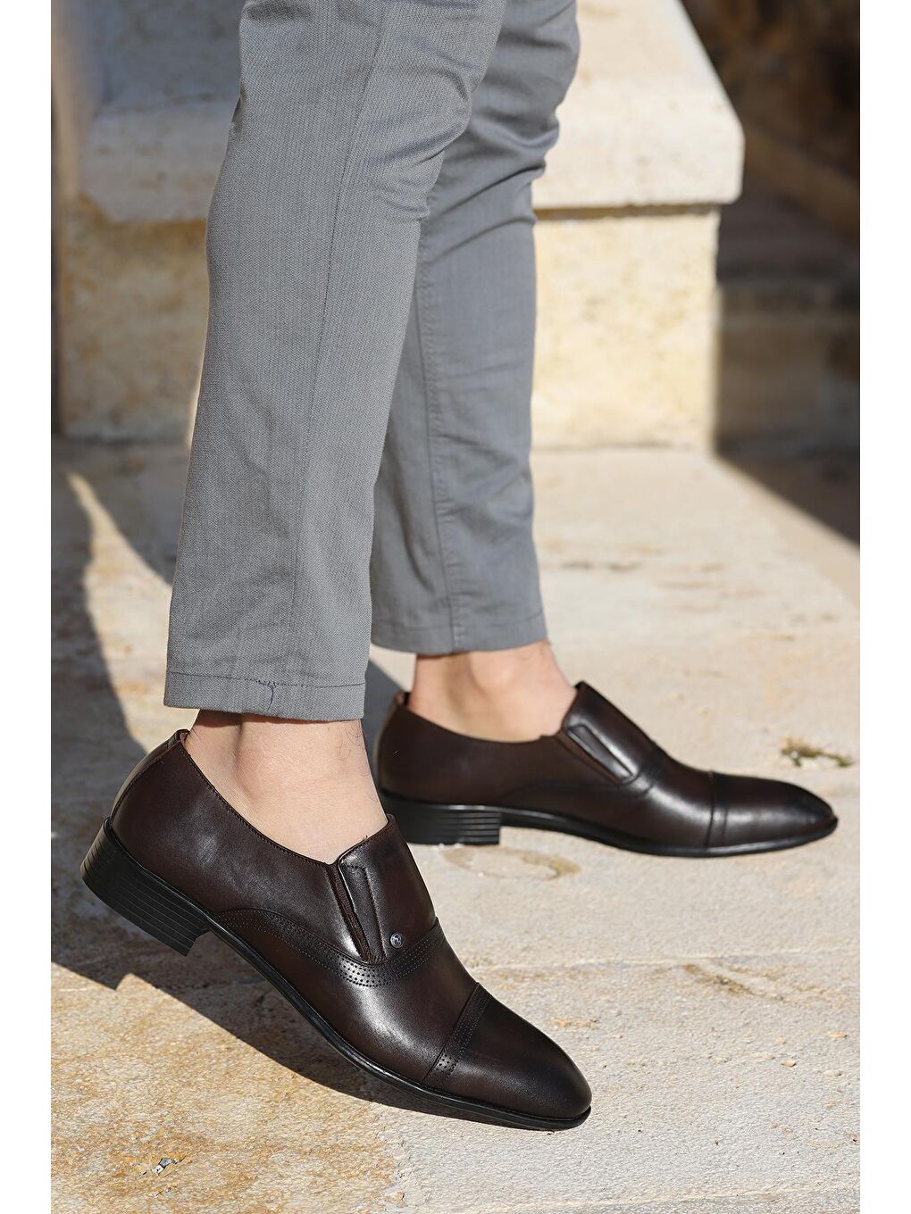 Kahverengi P545 %100 Deri Klasik Erkek Ayakkabı