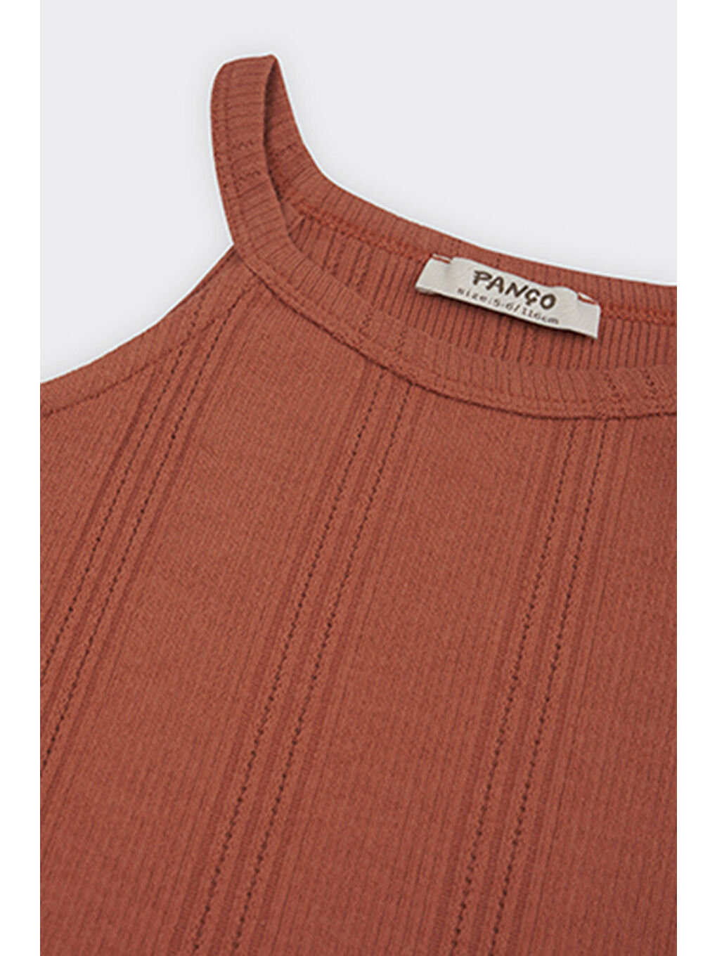 Kahverengi Kız Çocuk Dokulu Örme Kiremit Triko Takım-2