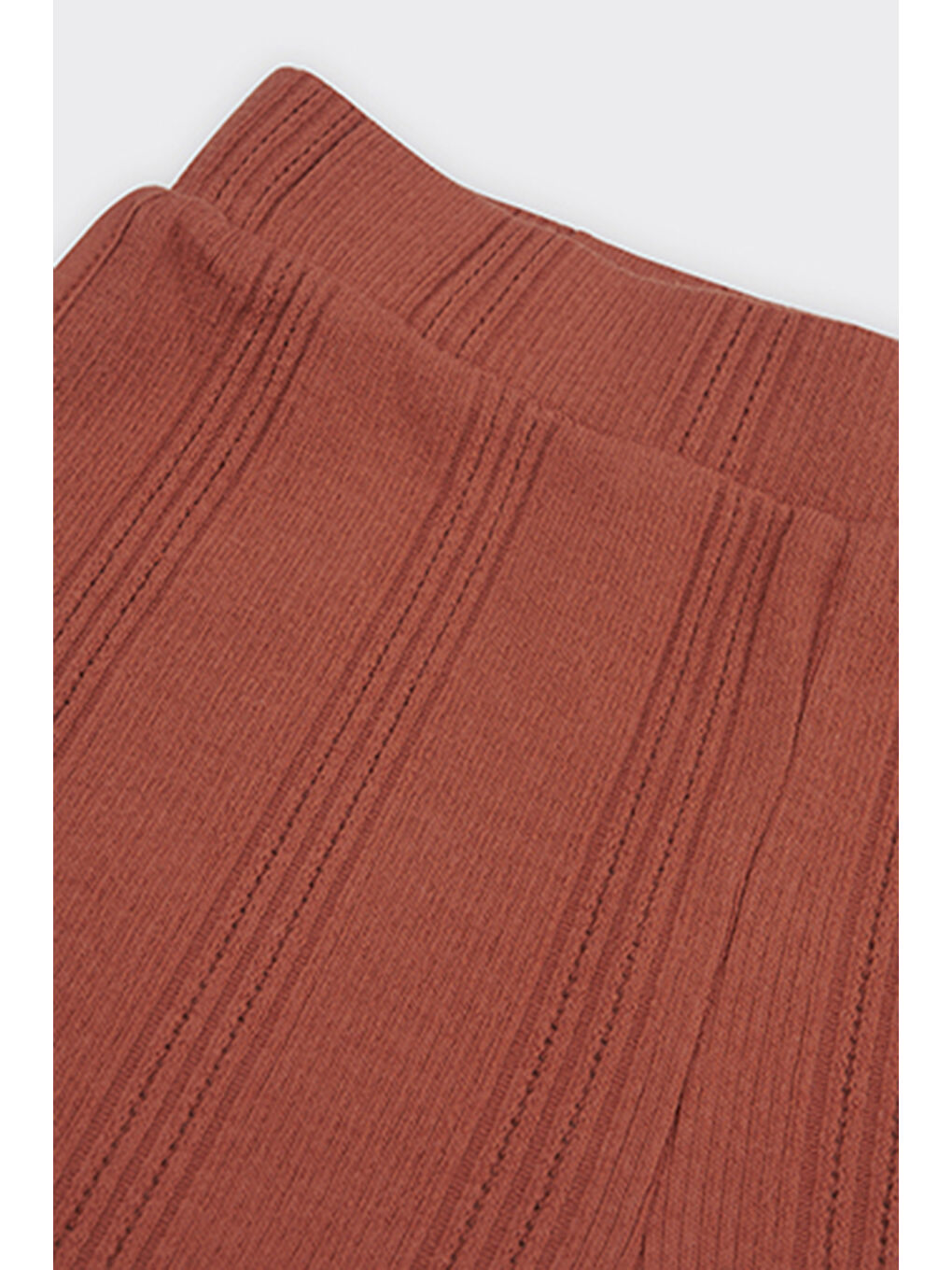 Kahverengi Kız Çocuk Dokulu Örme Kiremit Triko Takım-3