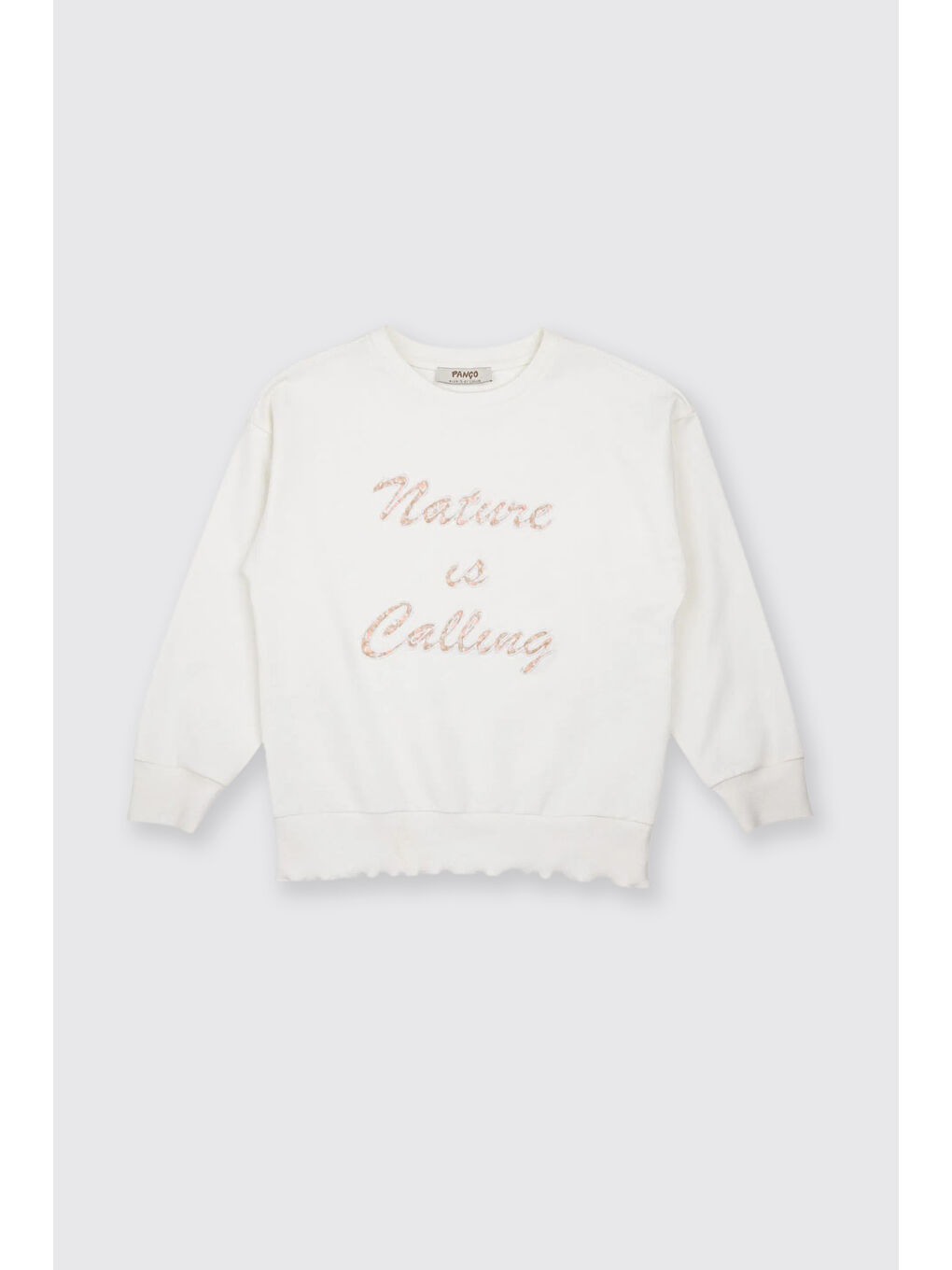 Kız Çocuk Nakış Detaylı Ekru Sweatshirt