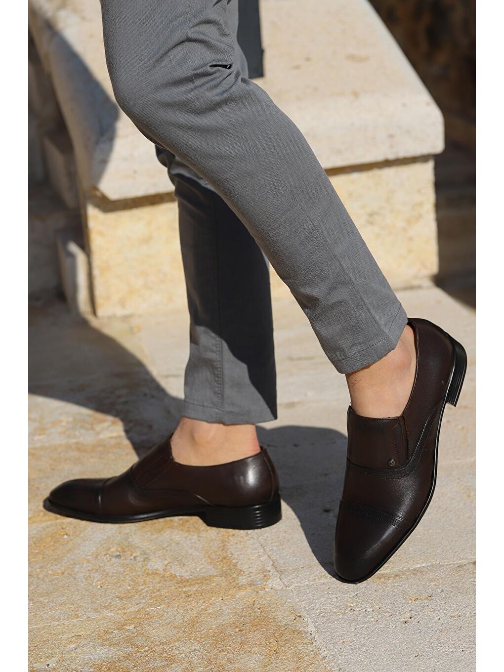 Kahverengi P545 %100 Deri Klasik Erkek Ayakkabı-2