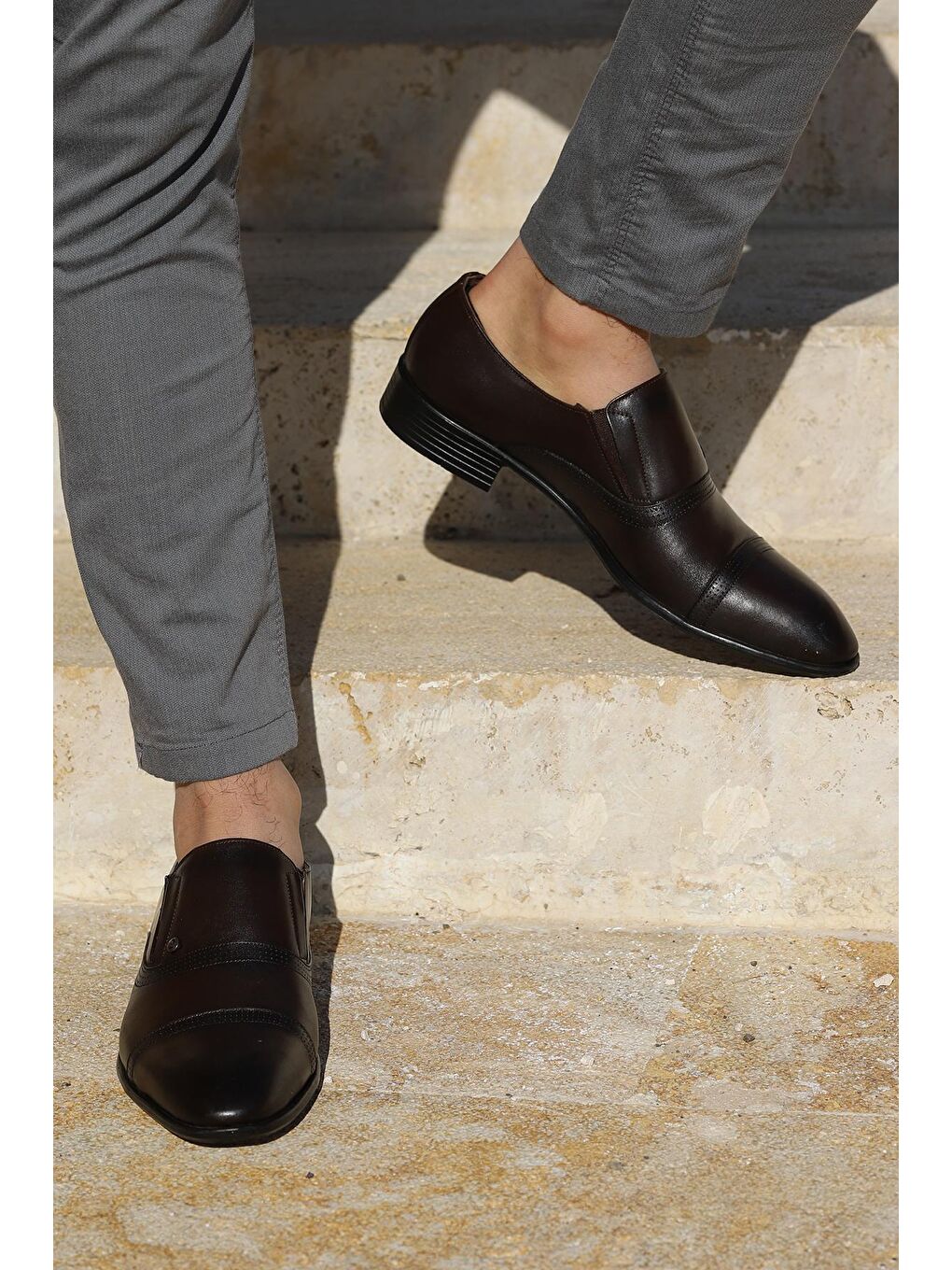 Kahverengi P545 %100 Deri Klasik Erkek Ayakkabı-3