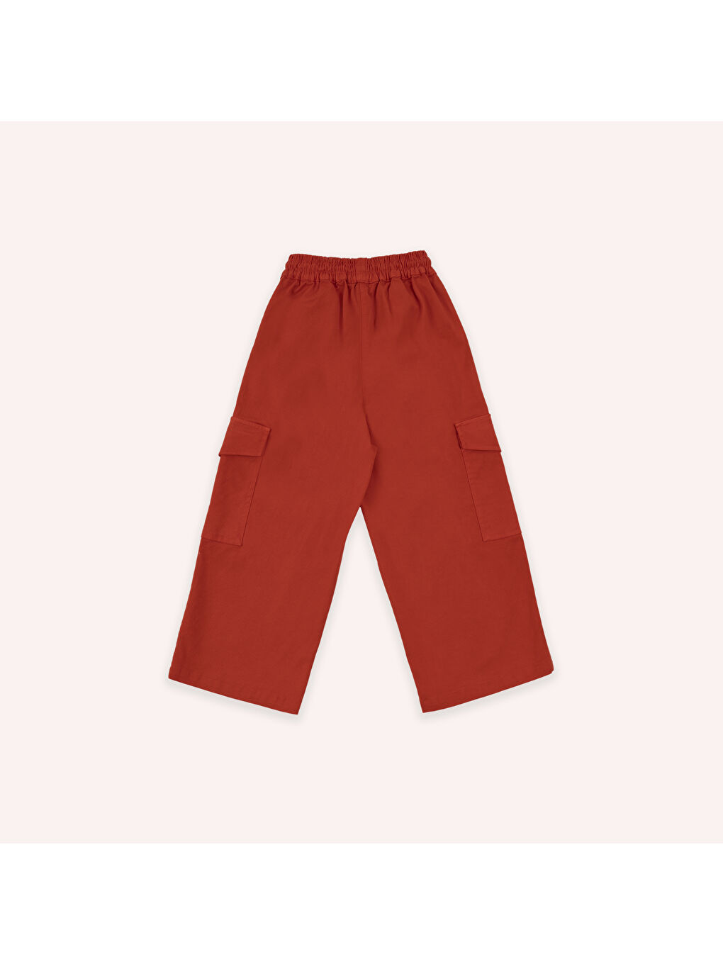 Kırmızı Kız Çocuk Yüksek Bel Kargo Nar Pantolon-1