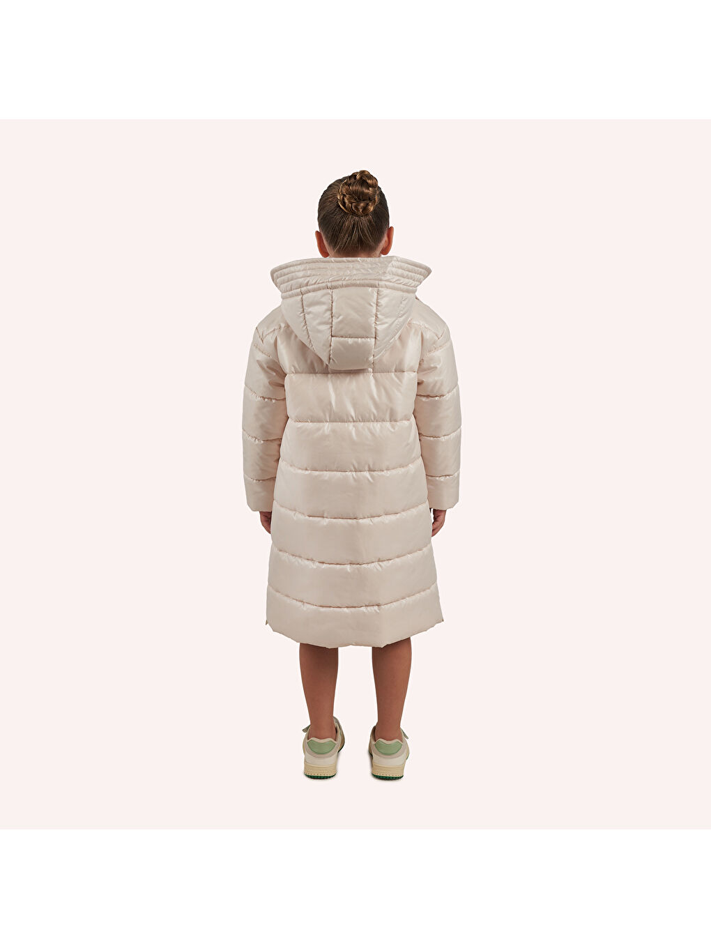 Kız Çocuk Cepli Bej Şişme Kaban-1