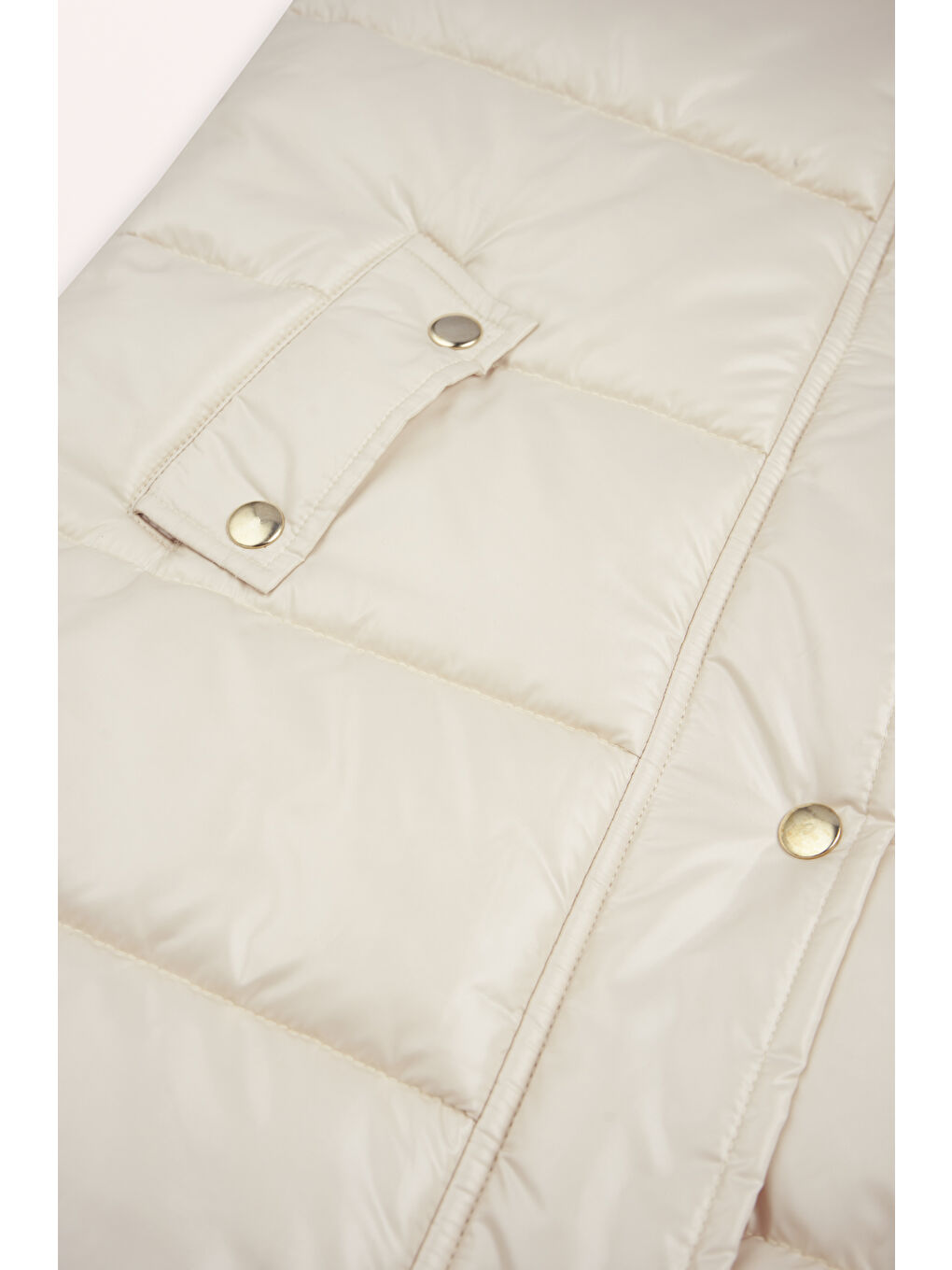 Kız Çocuk Cepli Bej Şişme Kaban-5