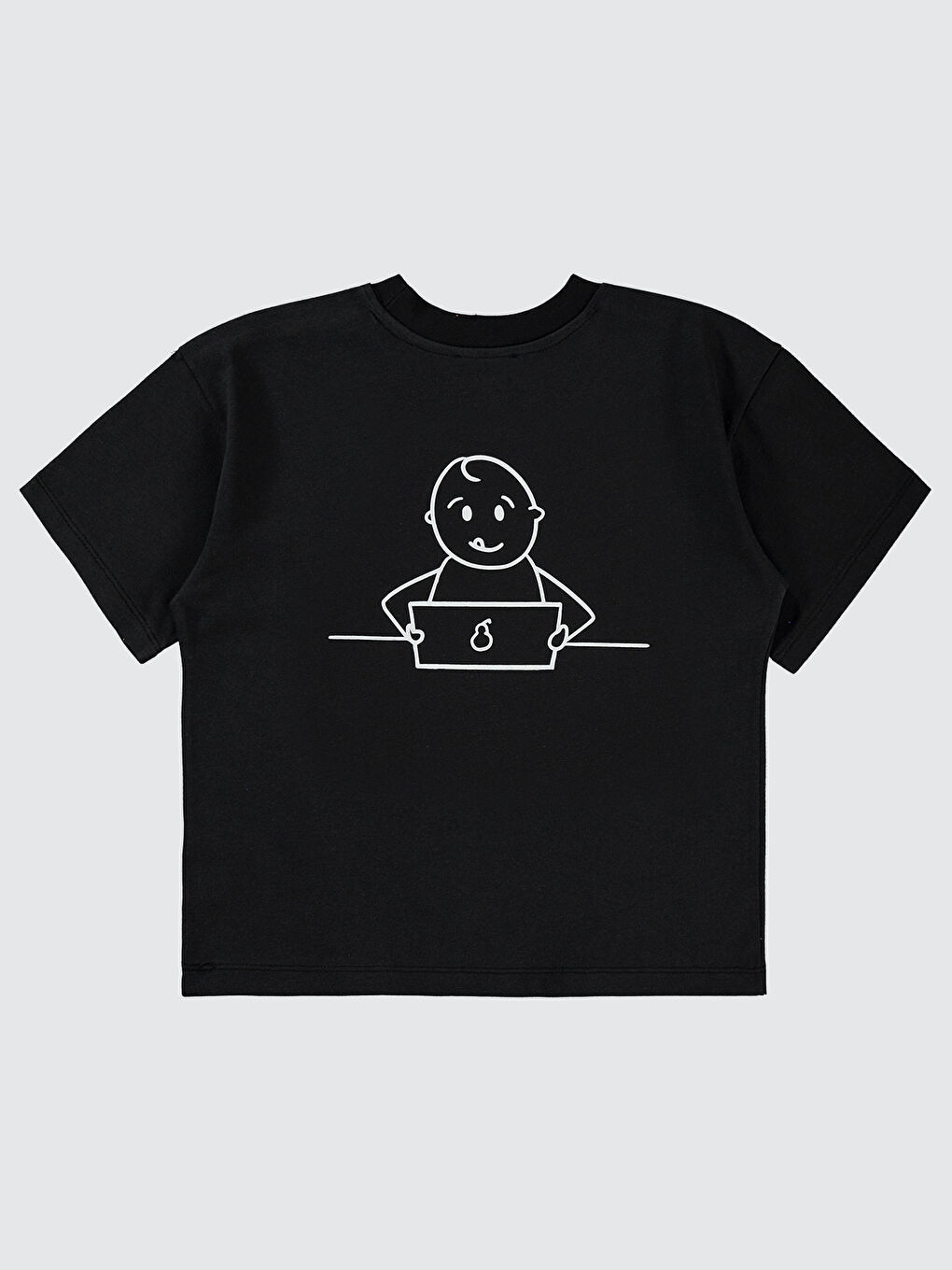 Mivil Oversize Çocuk Tişört 6-9 Yaş Siyah-1