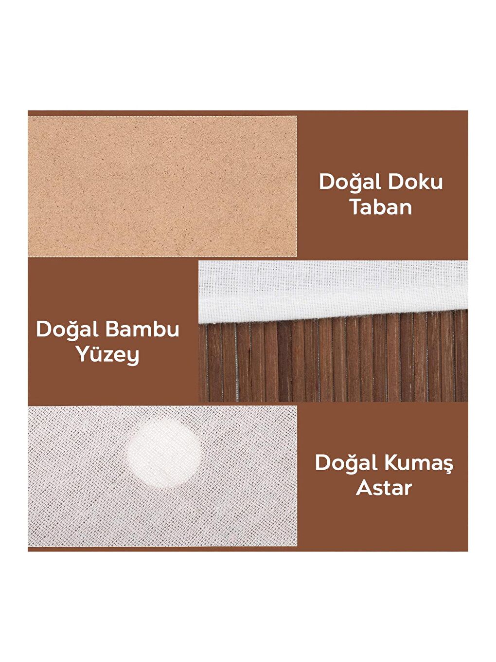 Kahverengi 3'lü Bambu Sepet Naturel Astarlı Çok Amaçlı Saklama Kutusu - Banyo Kozmetik Mutfak Organizeri Kahve-2