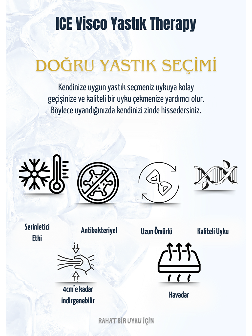 Rossav Home Beyaz Ice Visco Yastık - 2
