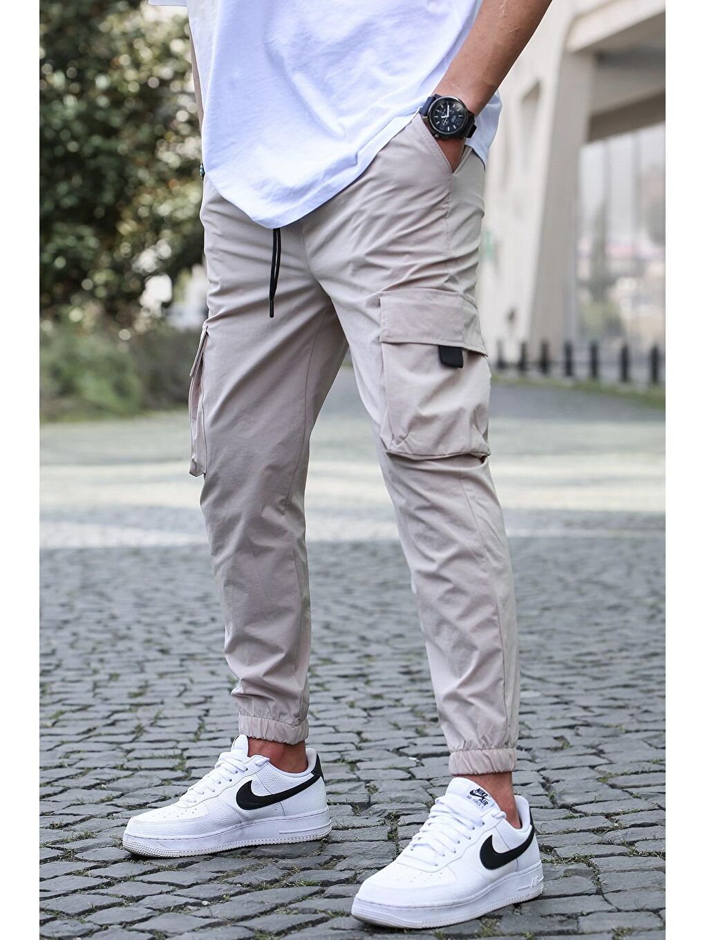 Bej Kargo Cep Erkek Jogger Pantolon 5461-1