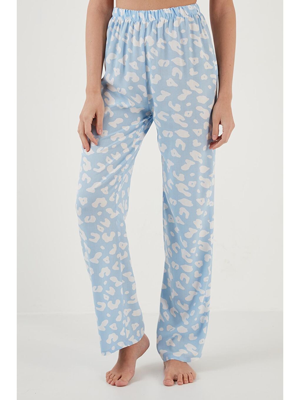 Mavi Rahat Kesim Bol Paça Mono Yaka Kısa Kollu Pijama Takımı 6110290-4