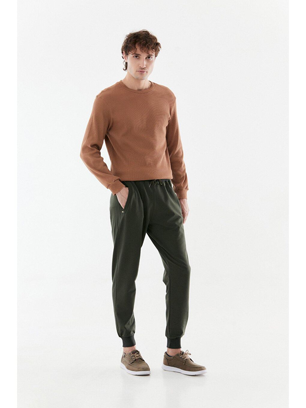 Haki Beli Lastikli Jogger Eşofman Altı