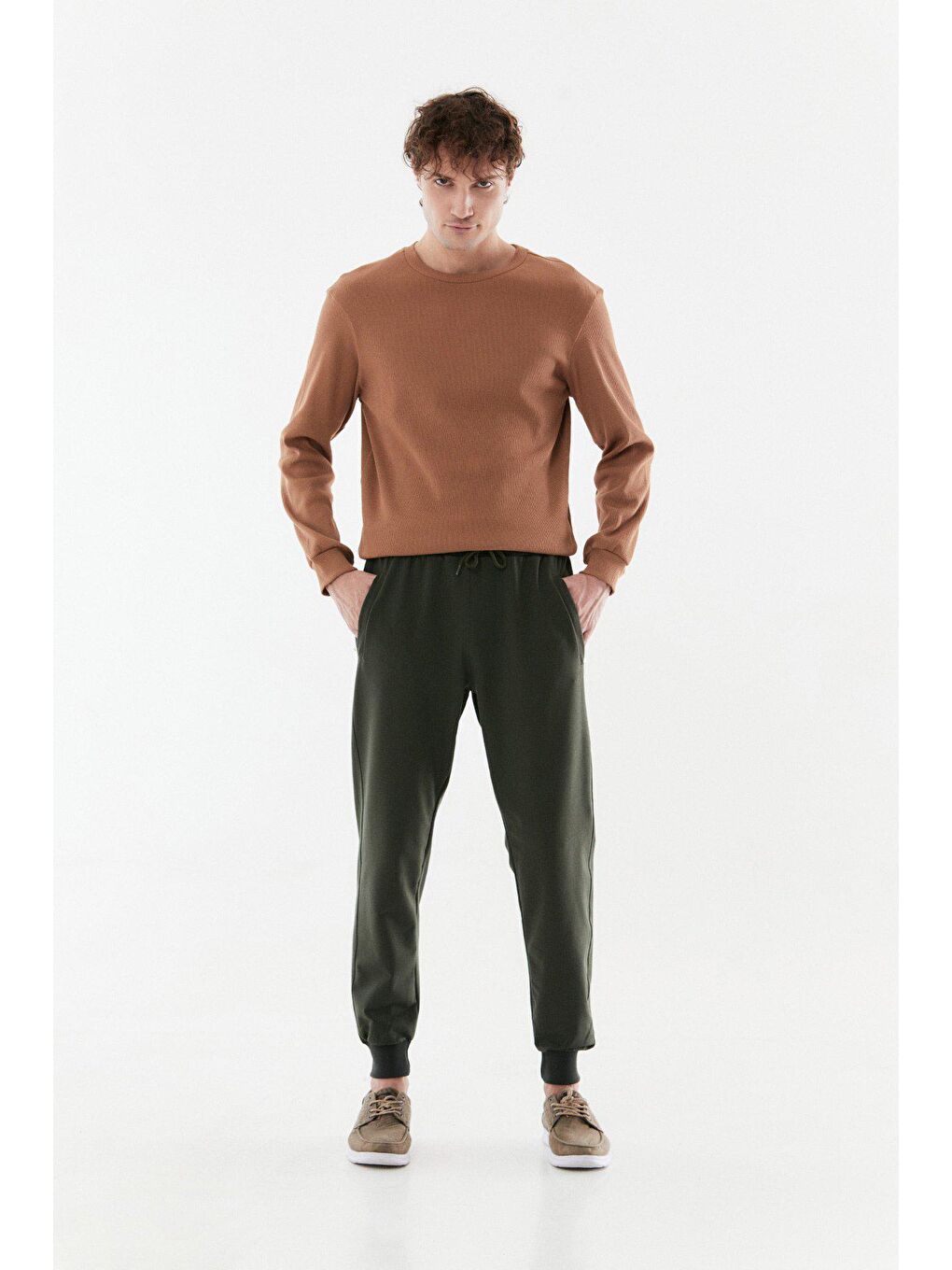 Haki Beli Lastikli Jogger Eşofman Altı-1