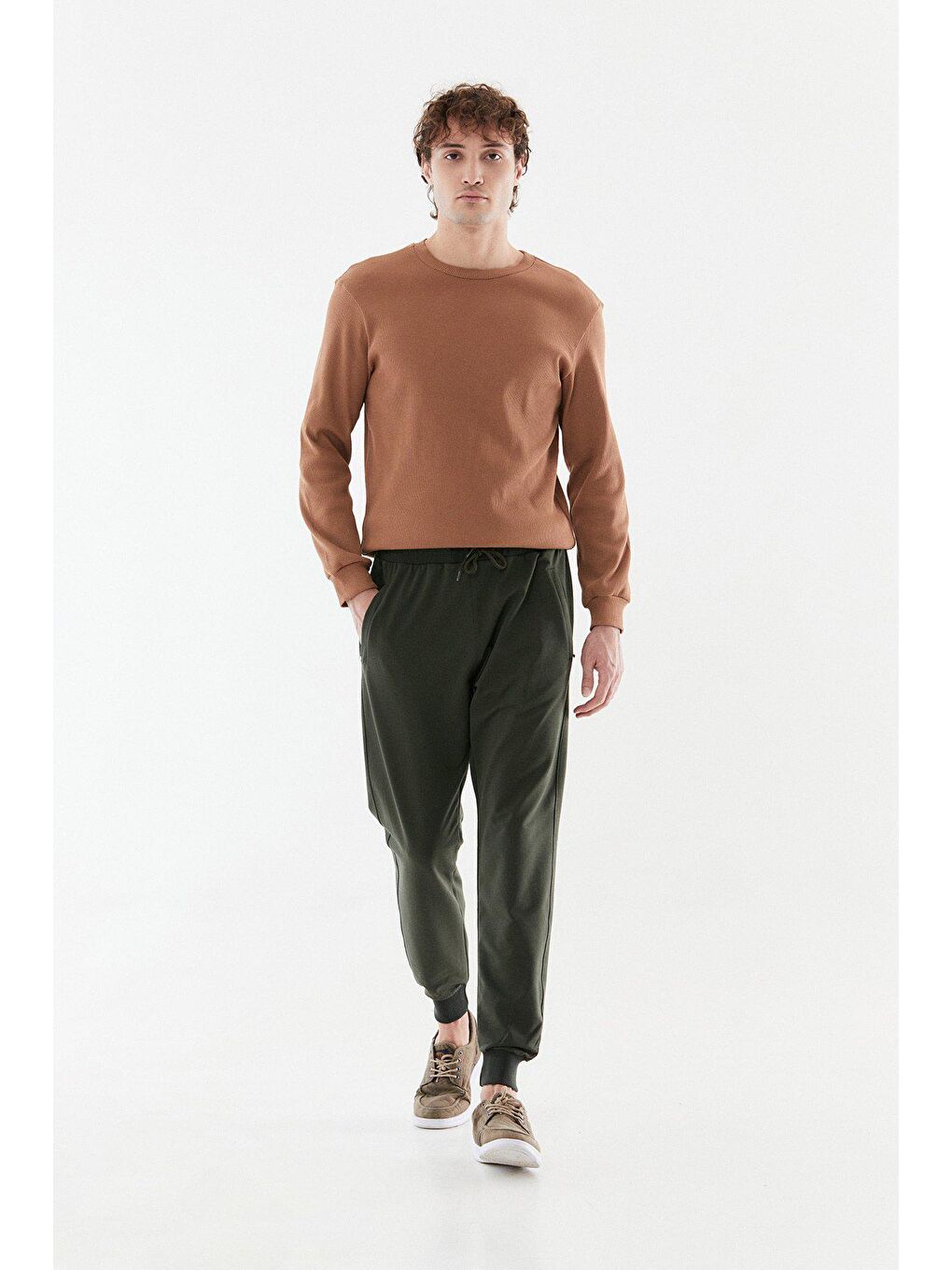 Haki Beli Lastikli Jogger Eşofman Altı-3