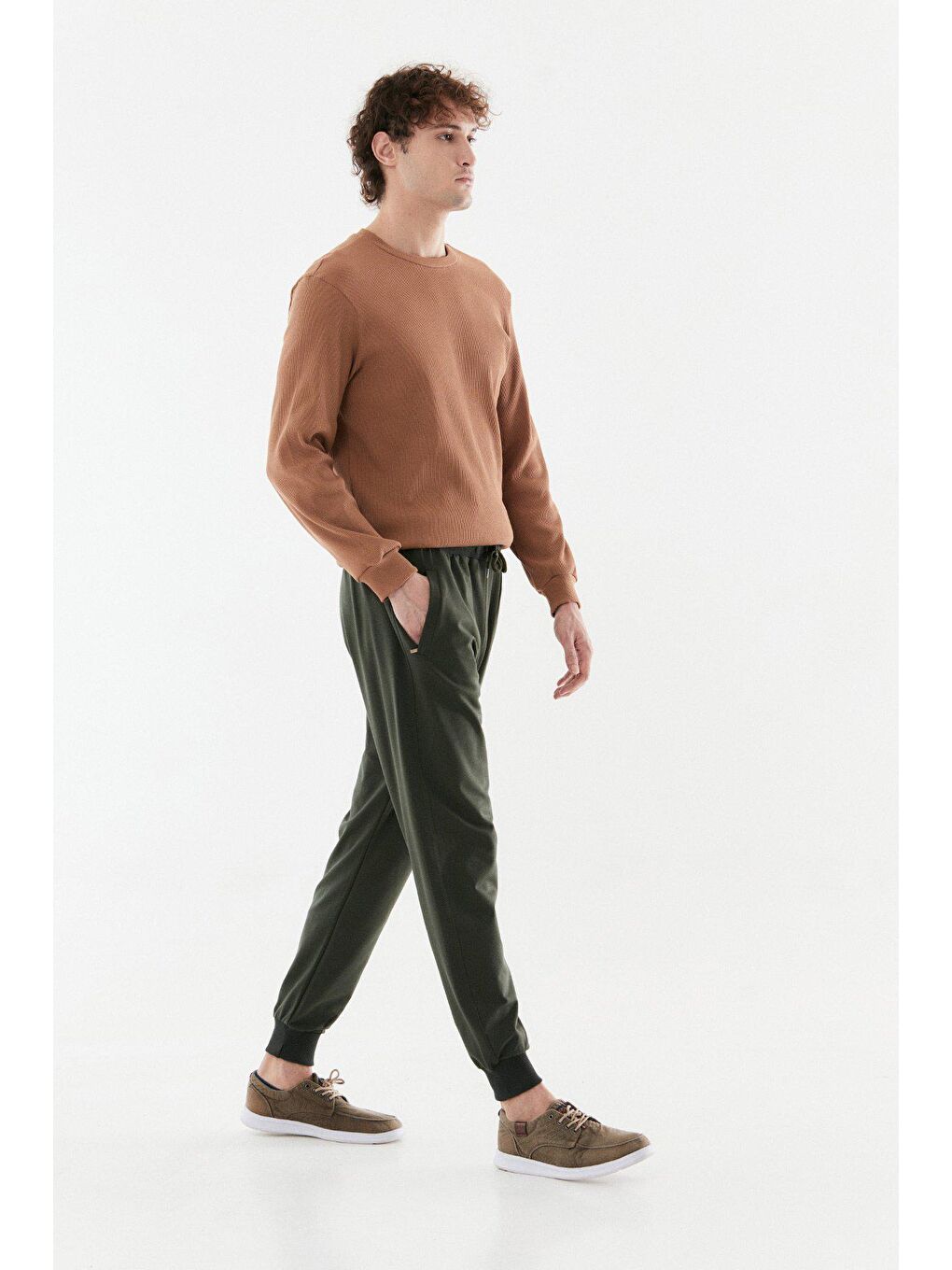 Haki Beli Lastikli Jogger Eşofman Altı-4