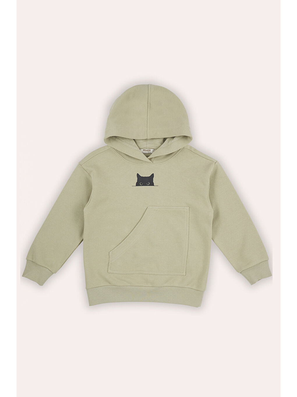 Erkek Çocuk Cep Detaylı Kapüşonlu Açık Haki Sweatshirt