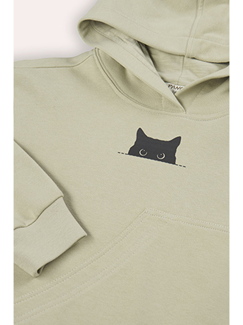 Erkek Çocuk Cep Detaylı Kapüşonlu Açık Haki Sweatshirt-2