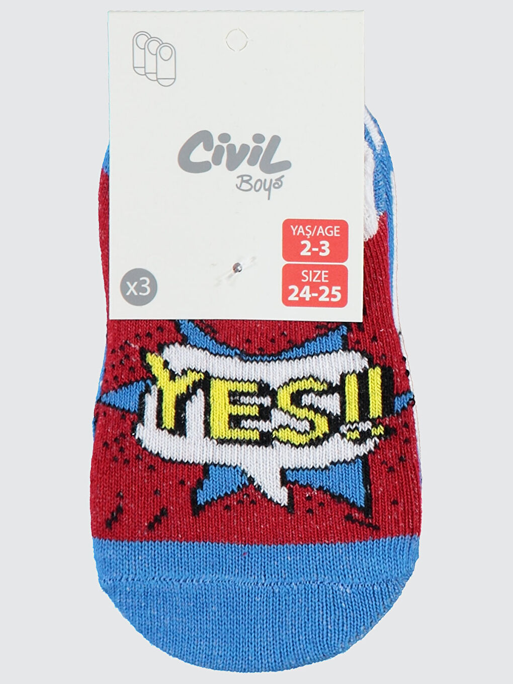 Erkek Çocuk 3'lü Çorap 2-12 Yaş Beyaz-1