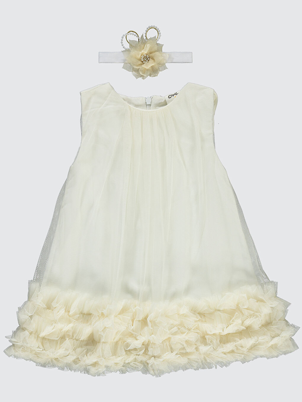 Baby Kız Bebek Elbise 6-18 Ay Ekru-1