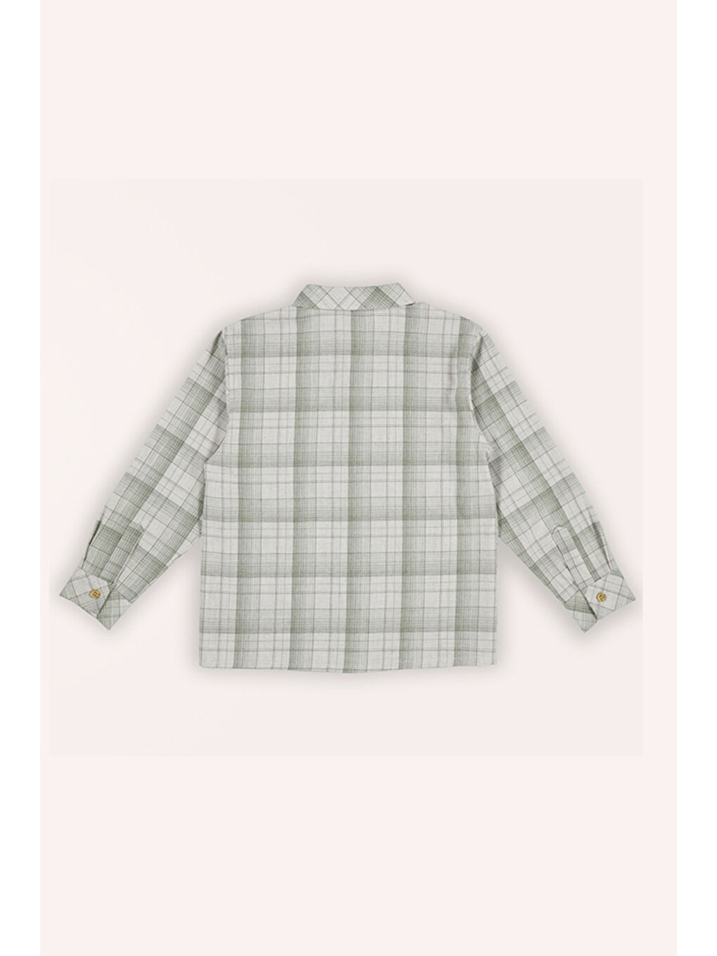 Haki Erkek Çocuk Ekose Desenli Yeşil Gömlek-1