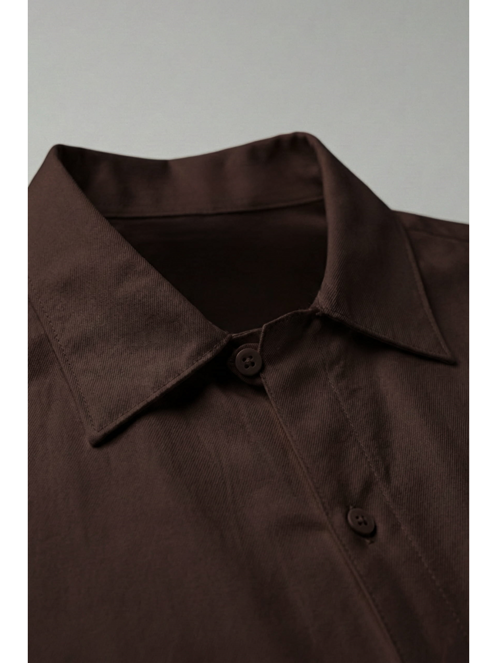 Erkek Relaxed Fit Uzun Kollu Basic Gömlek Kahverengi-2