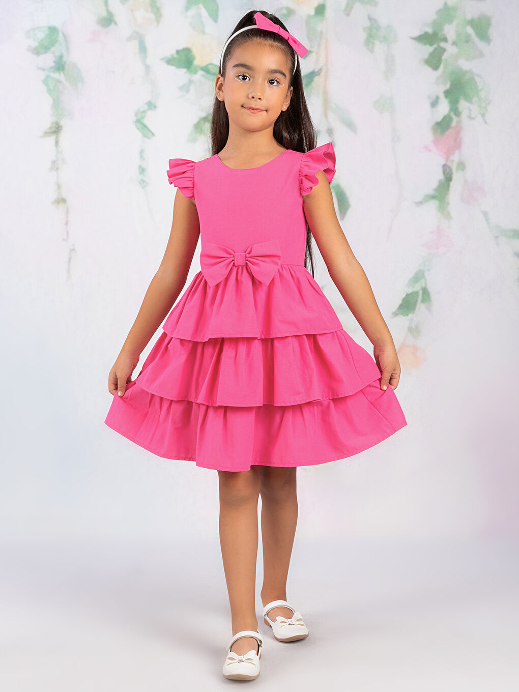 Girls Kız Çocuk Elbise 6-9 Yaş Fuşya-1