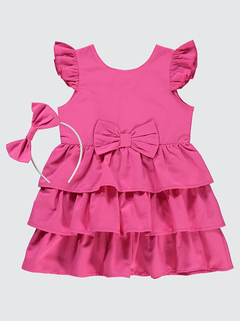 Girls Kız Çocuk Elbise 6-9 Yaş Fuşya-5
