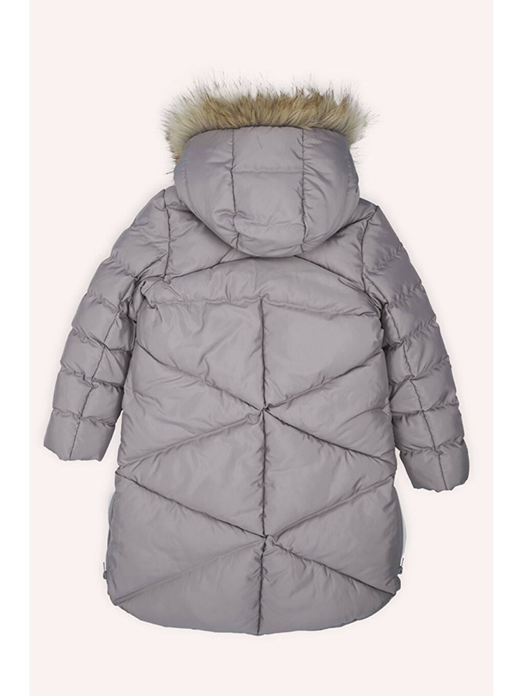 Kız Çocuk Kapüşonu Suni Kürklü Lila Kaban-1