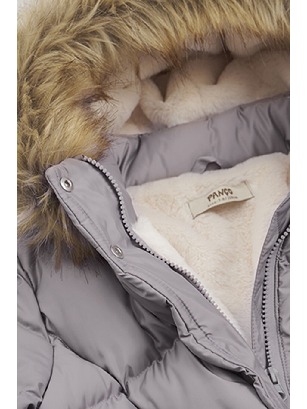 Kız Çocuk Kapüşonu Suni Kürklü Lila Kaban-3