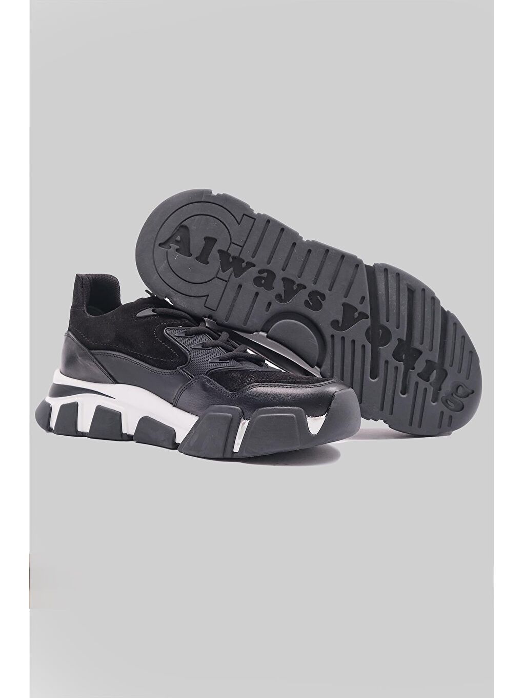 Siyah Tulcan Erkek Hakiki Deri Süet Sneaker-3