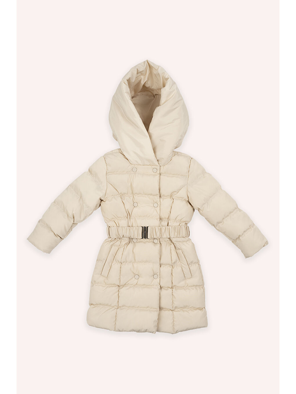 Kız Çocuk Kemerli Bej Kaban