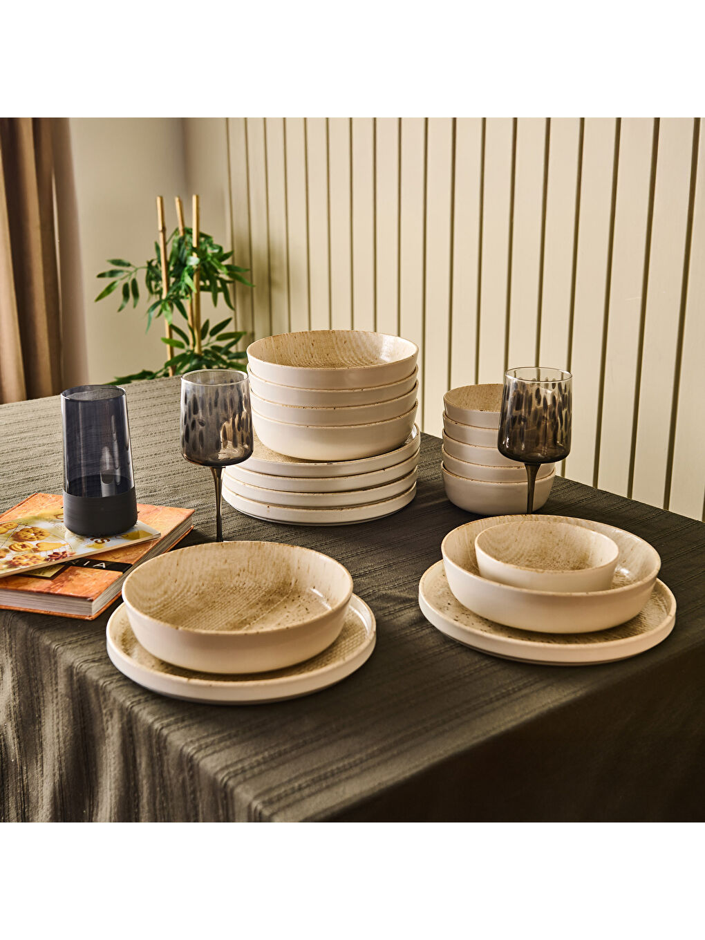 Kitchen 18 Parça Boho Yemek Takımı - Bej-1