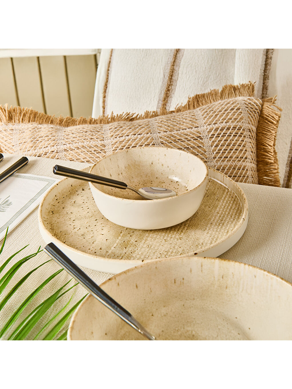 Kitchen 18 Parça Boho Yemek Takımı - Bej-3