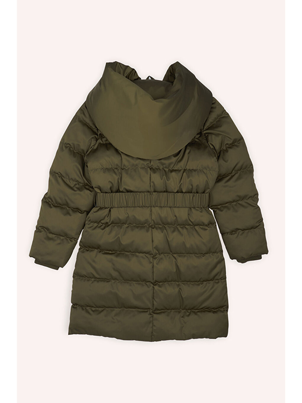 Kız Çocuk Kemerli Haki Kaban-1