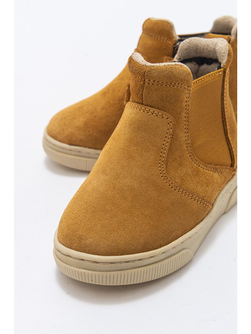 Bej Erkek Çocuk Kum Hakiki Deri Anatomik Günlük Bot-1