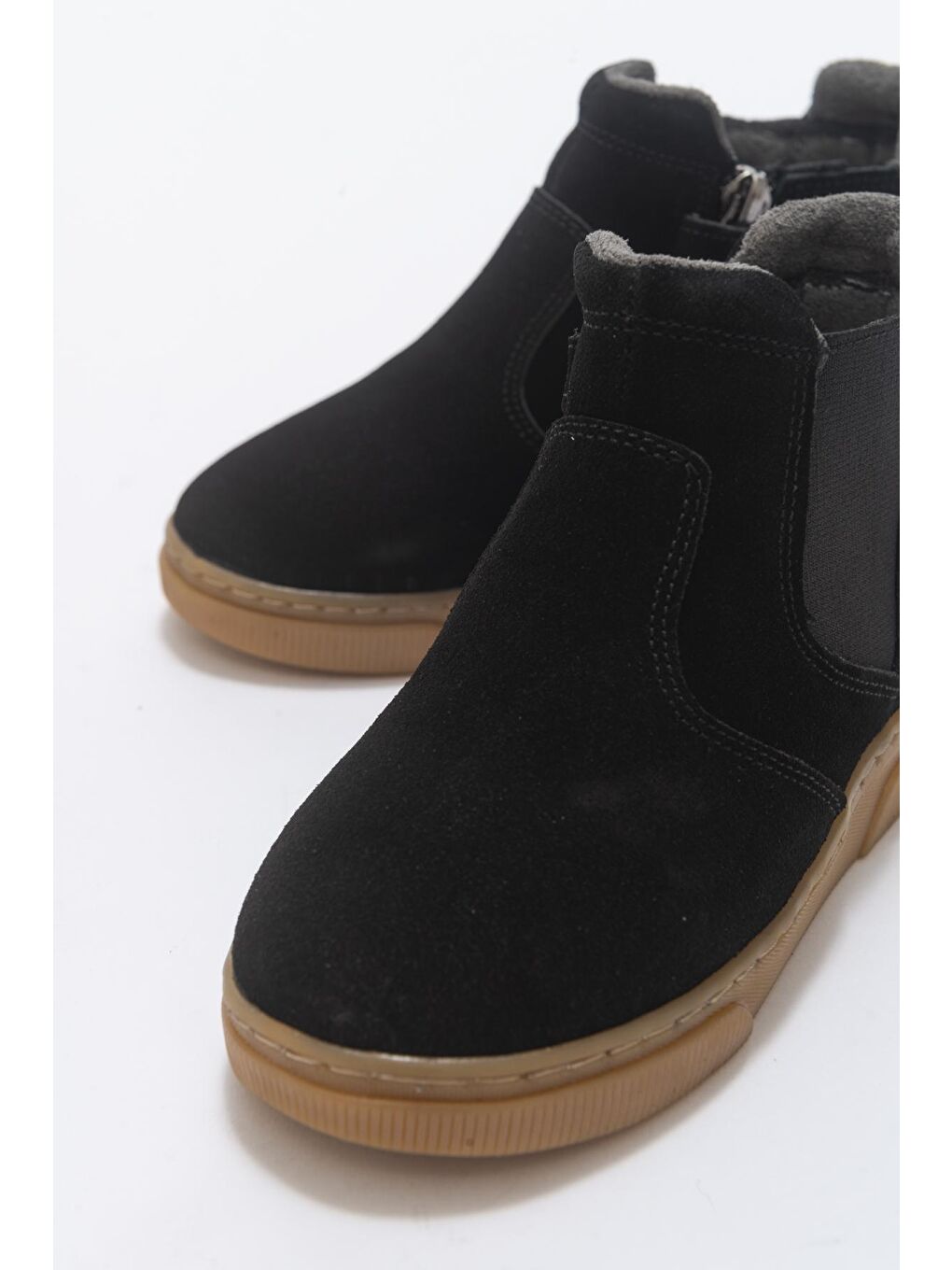 Erkek Çocuk Siyah Hakiki Deri Anatomik Günlük Bot-1