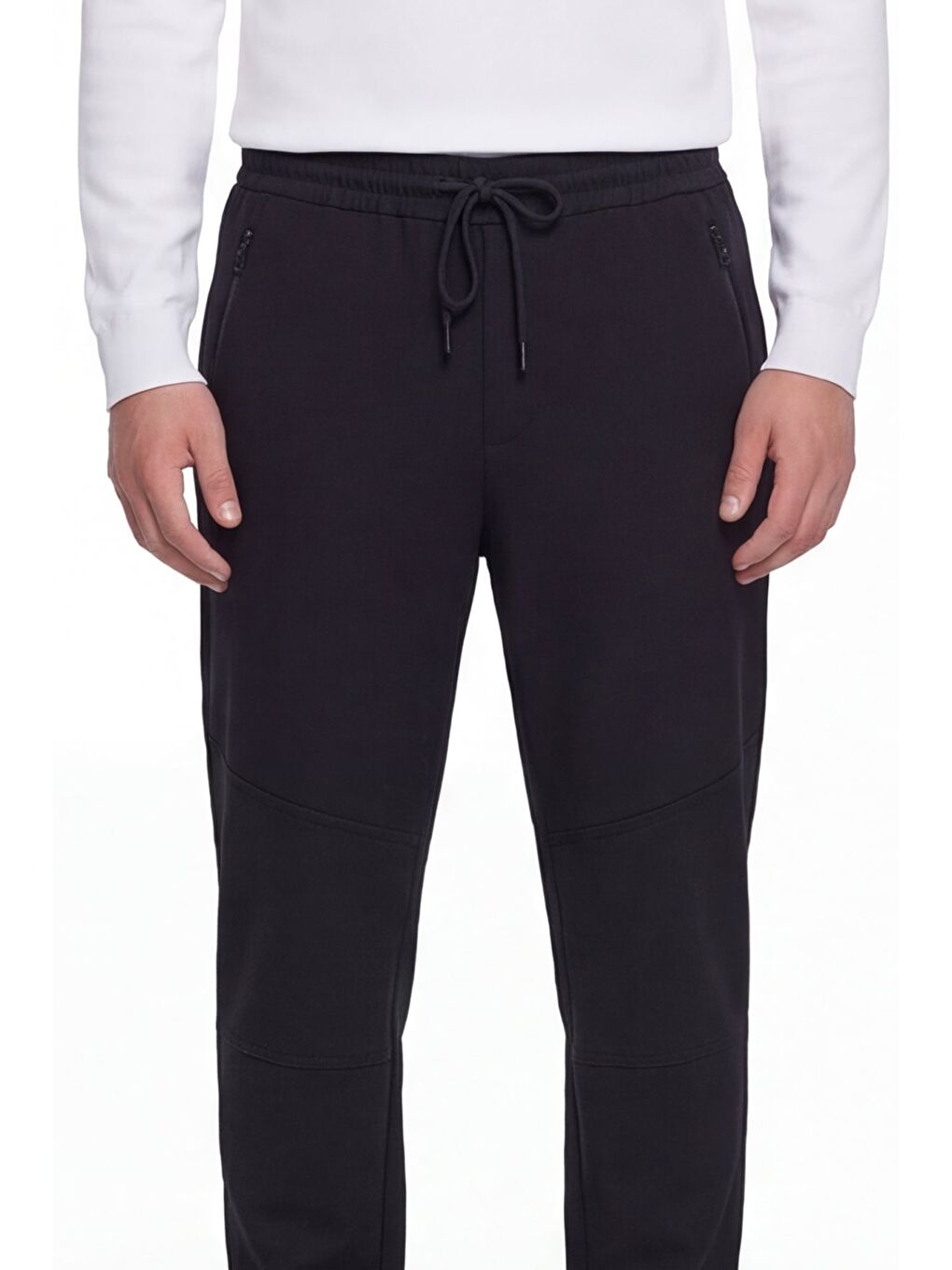 Giotelli Erkek Siyah Normal Kesim Regular Fit Viskon Fermuar Cepli Bel Lastikli Jogger Eşofman Altı-1