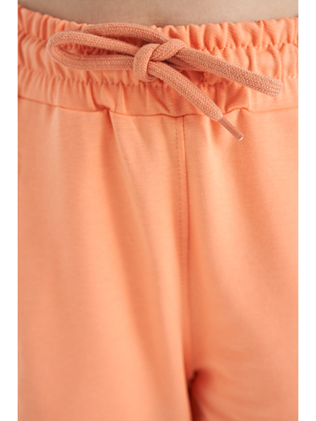 Turuncu Kavun Içi Yan Yazı Nakışlı Bağcıklı Standart Kalıp Jogger Kız Çocuk Eşofman Alt - 75123-3