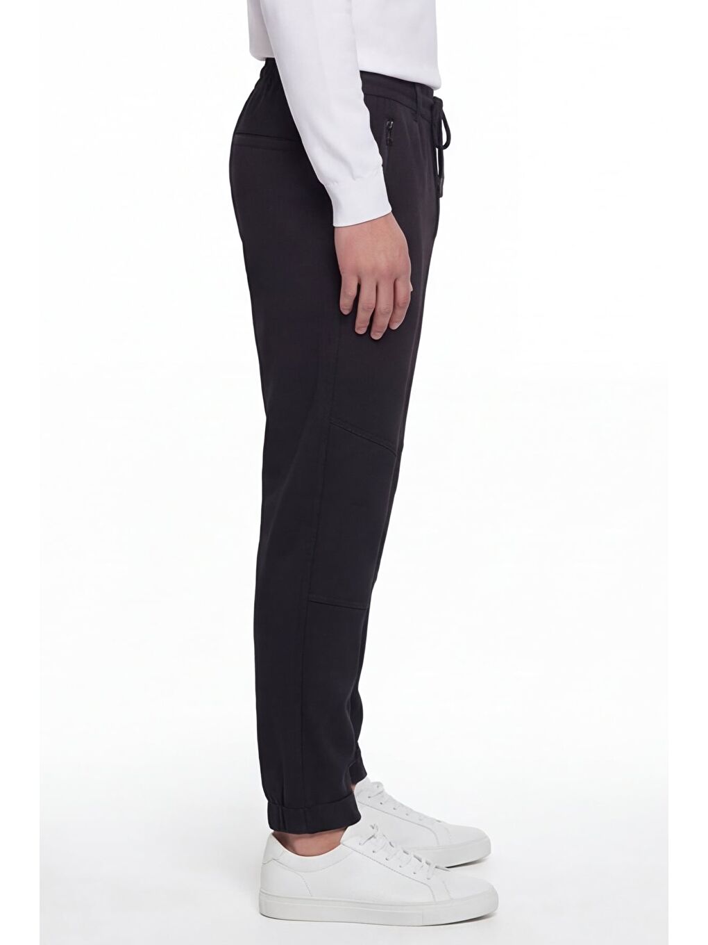 Giotelli Erkek Siyah Normal Kesim Regular Fit Viskon Fermuar Cepli Bel Lastikli Jogger Eşofman Altı-3