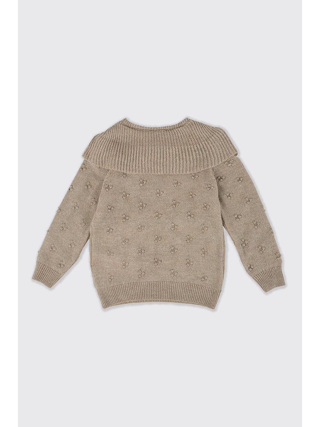 Kız Çocuk Dokulu Bej Triko Kazak-1