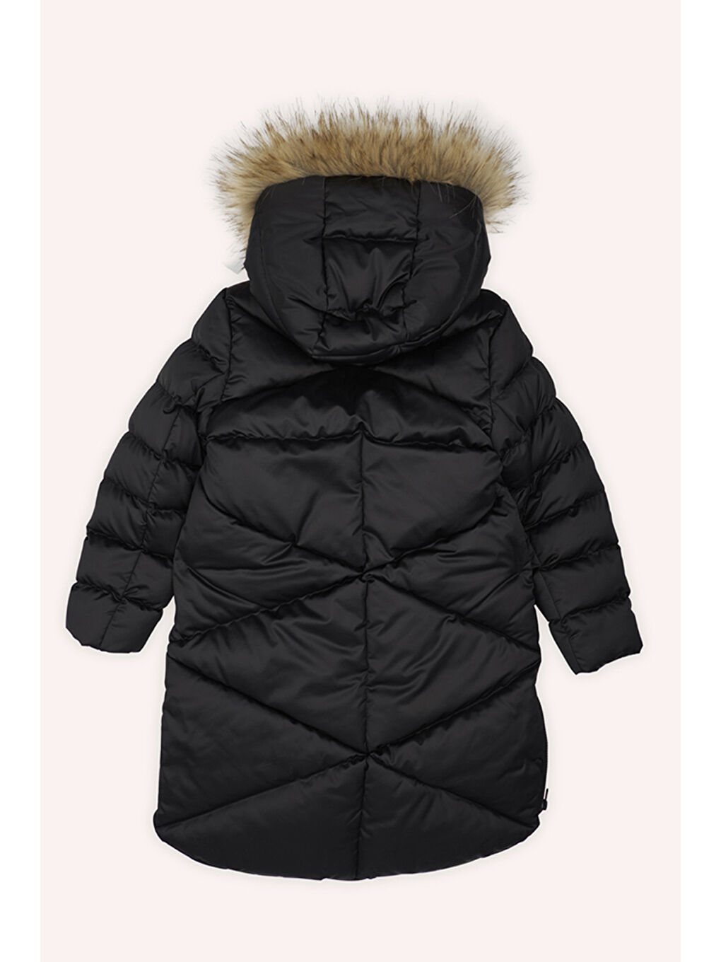 Kız Çocuk KapüşonuSuni Kürklü Siyah Kaban-1