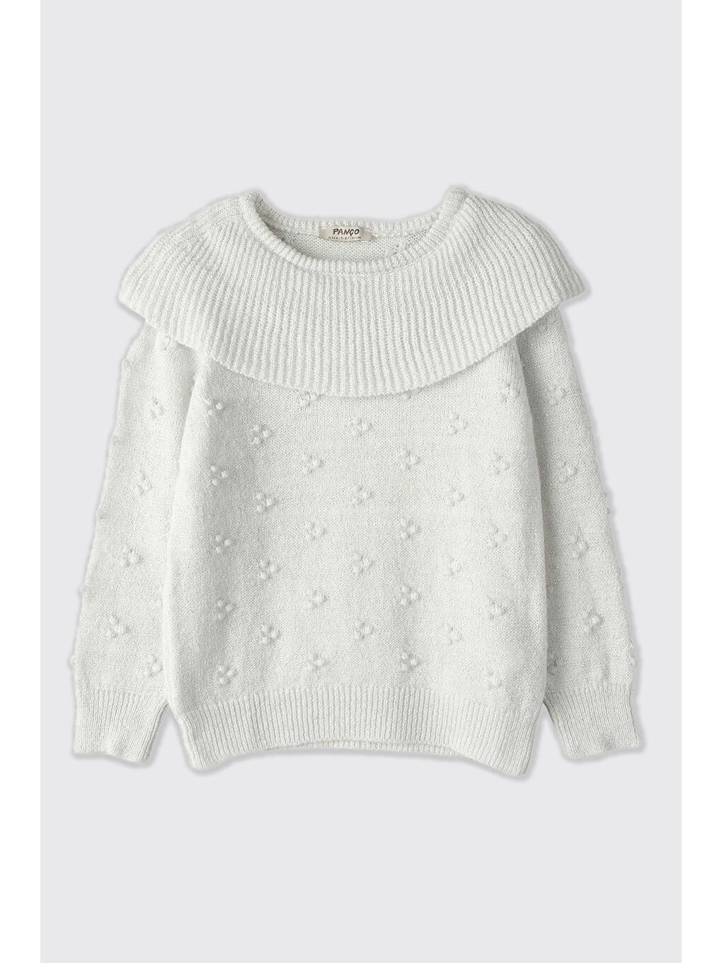 Kız Çocuk Dokulu Ekru Triko Kazak