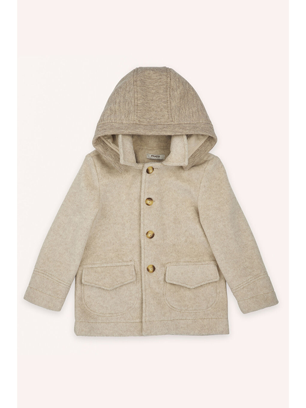 Erkek Çocuk Kapüşonlu Bej Kaban