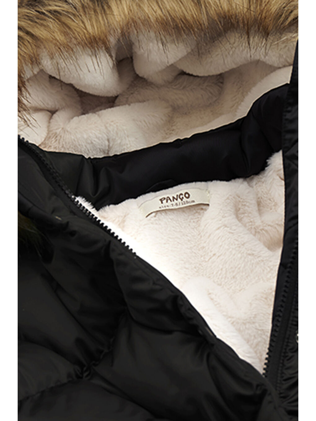 Kız Çocuk KapüşonuSuni Kürklü Siyah Kaban-3